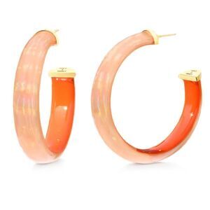 Gold and Honey Iridescent Orange and Gold Medium Hoop Earrings